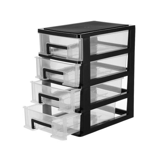 2Pcs Four-Layer Plastic Drawer Storage Cabinet Portable Organizer