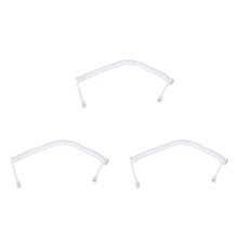3pcs 1.5M 4.9Ft White Stretchy RJ9 4P4C Handset Telephone Coiled Cable Cord