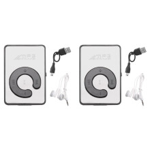 2X Muziek Mp3-Speler met USB-Kabel met Hoofdtelefoon Zwart