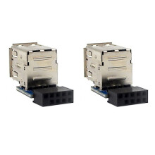 2Pcs 9-Pin Motherboard to Dual USB 2.0 Connector Black Motherboard to 2 USB 2.0 A Female Internal Header Adapter