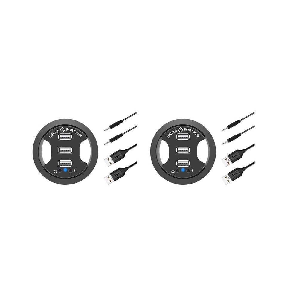 2X Usb Hub Usb 2.0 Desktop Grommet Usb 2.0 Hub Audio Desk Mount Adapter 3 Port Mount In Desk Multi Usb 2.0 4711652585949