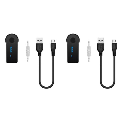 2X 2-In-1 Wireless  Receiver 3.5mm Aux Audio Music Adapter with Hands-Free Functionality USB BT Connectivity