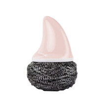 Stainless Steel Sponge Scrubber Wire Ball Dish Brush With Shark Handle Pink
