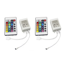 2X Controleur LED RGB Kontroller Steuerung IR FB 24 Tasten Weiss 12V
