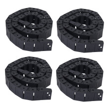 4pcs 18mm x 37mm Black Flexible Semi Enclosed Cable Drag Chain 1M 39.4 inch