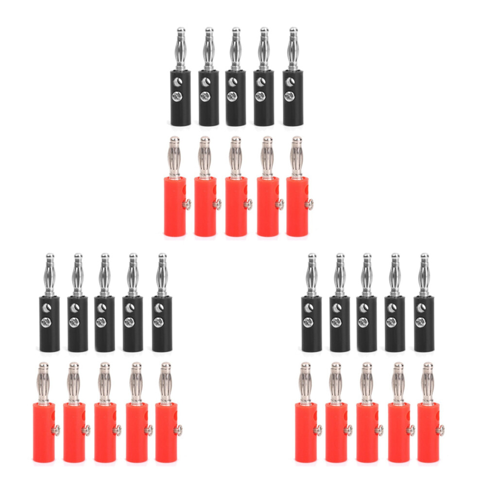 4Mm Insulated Banana Plugs Connectors Jack New 30Pcs Red + Black 4712060490641