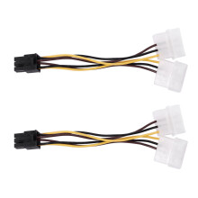 2X A Dual 4-Pin IDE to 6 Pin PCI-E Graphic Card Power Connector Cable Adapter