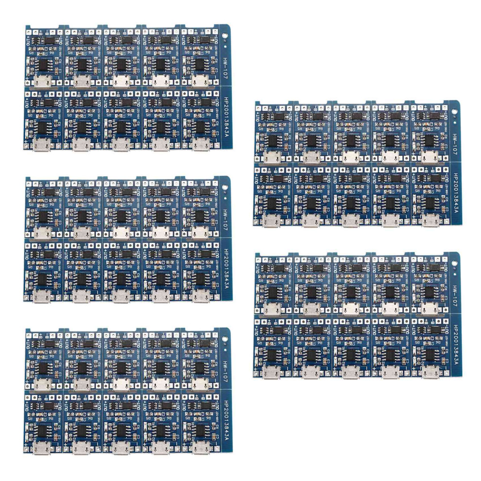 50Pcs 5V Usb 1A 18650 For Tp4056 Lithium Battery Charging Board With Protection Charger Module 4712778491428