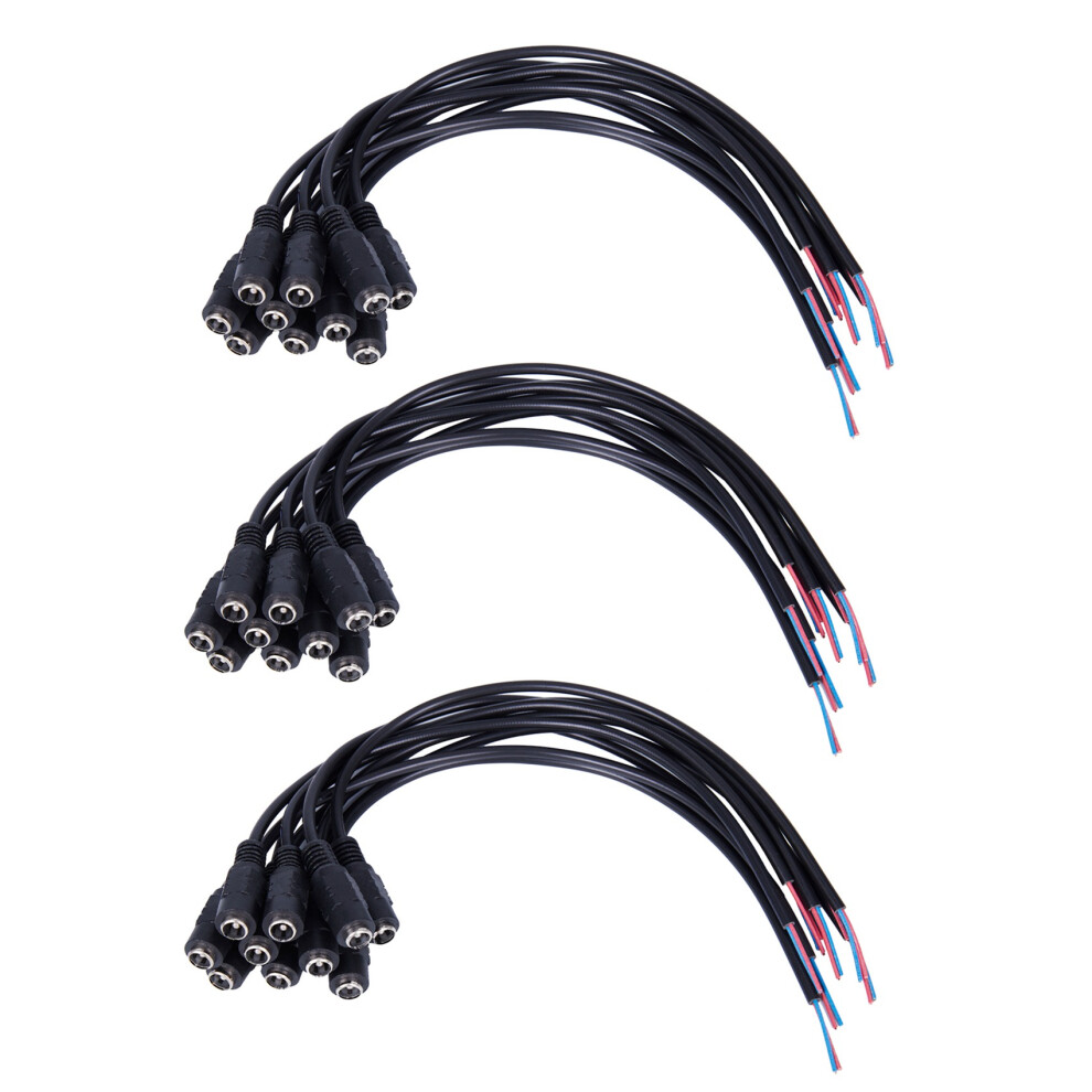 30Pcs 12V Power Plug Female Jack Plug Connector Cable 5.5X2.1mm With Cord Cable 15Cm For Cctv Led Strip Light 4713282318249