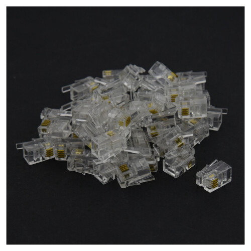 RJ9 4P4C Klinkenstecker 100 Stück, Transparent 1