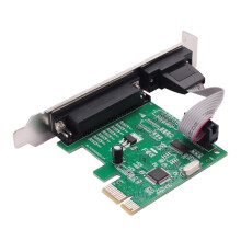 2X RS232 -232 Serial Port COM & DB25 Printer Parallel Port LPT to PCI-E PCI Express Card Adapter Converter