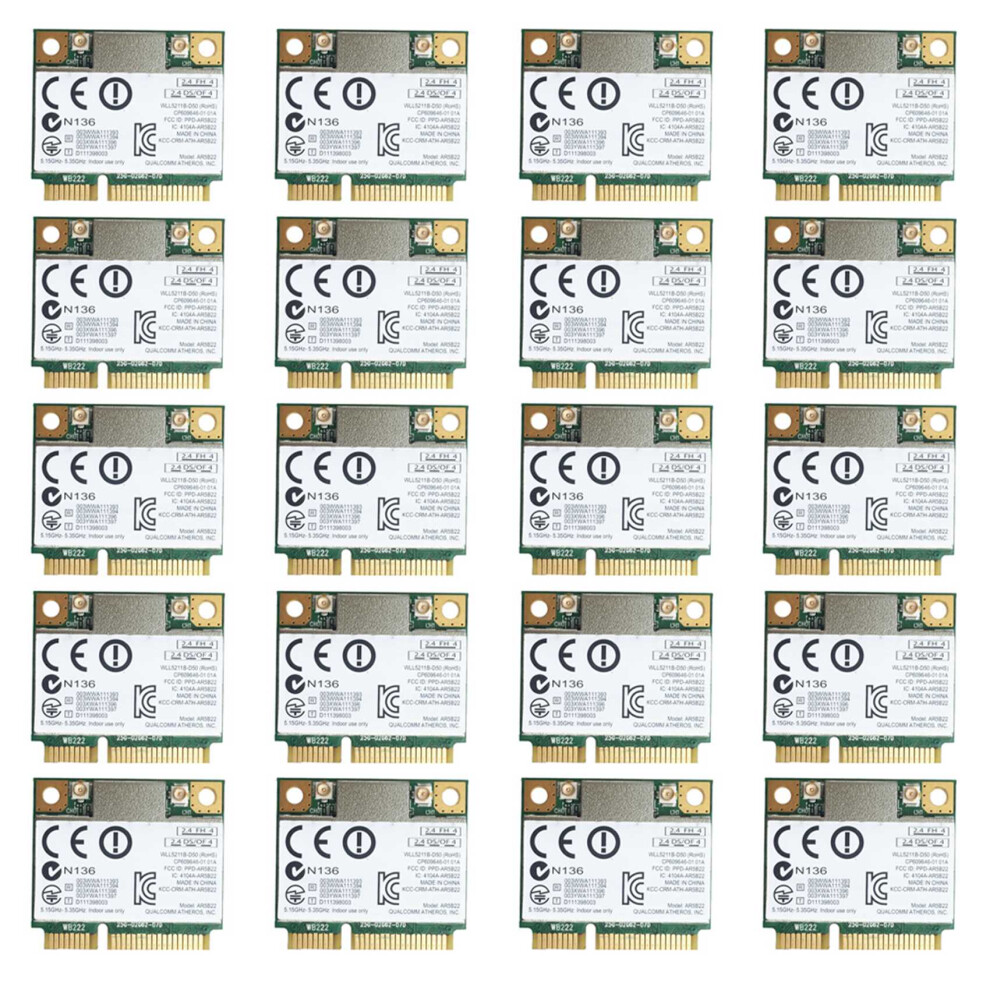 20X Ar9462 Ar5b22 Wb222 Half Pcie 300Mbps+Bluetooth4.0 Wlan Wifi Wireless Card 6032681525354