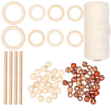 1 Set 133Pcs Woven Tapestry Kit With Cotton Rope Beech Sticks Beads