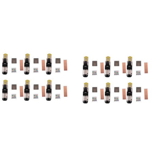 12-Pack Tool Free Shielded RJ45 Cat 8, Cat8 Field Termination Plug, Cat8 Connector, Cat8 Plug