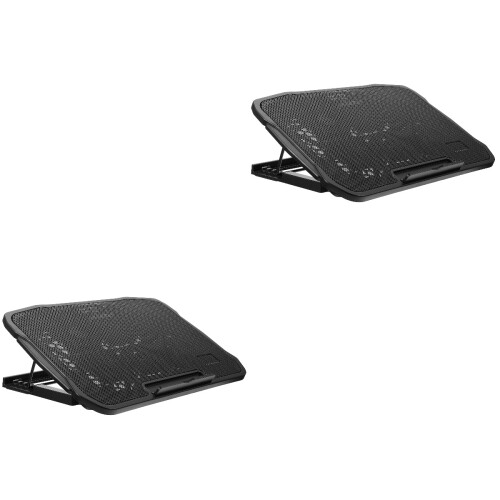 2St Zwarte Laptop Cooling Rack Met USB En Verstelbare Ventilator 2