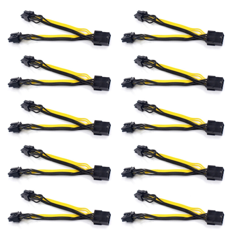 10X Eps Cpu 8Pin To 2-Port Pcie 8Pin Dual Pci-E 6+2Pin Y Splitter Miner Gpu Card Power Supply Cable 18Awg 20Cm 6032125441134