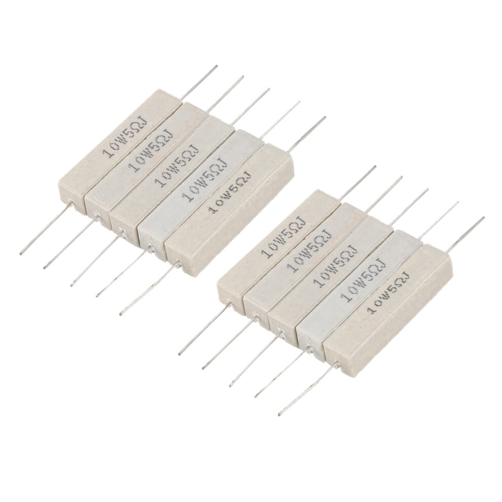 10Pcs Wirewound Ceramic Cement Resistor 5 Ohm 10W Watt 5% 4714173829523