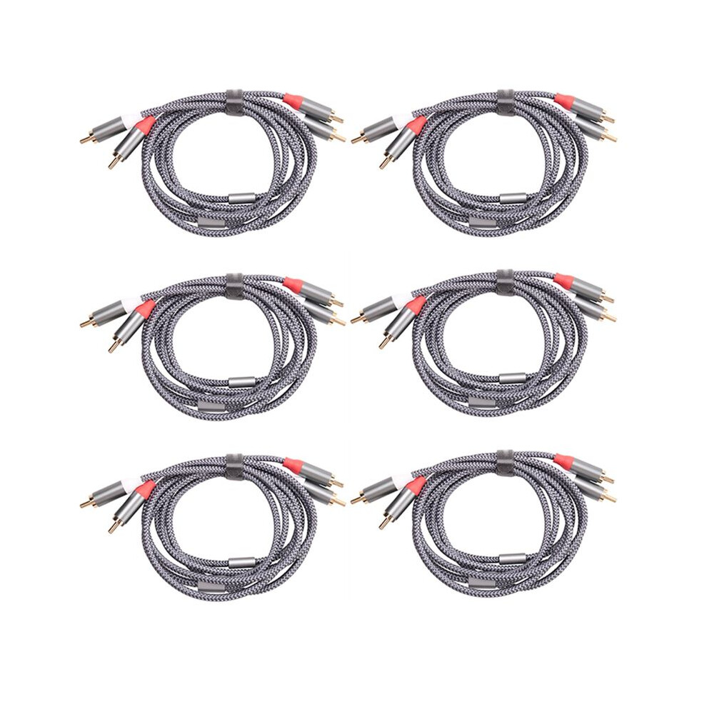 6X Rca Stereo Cable, [6Ft/1.8M, Dual Shielded -Plated] 2Rca Male To 2Rca Male Stereo Audio Cable For Home Theater Gold 4713107859087