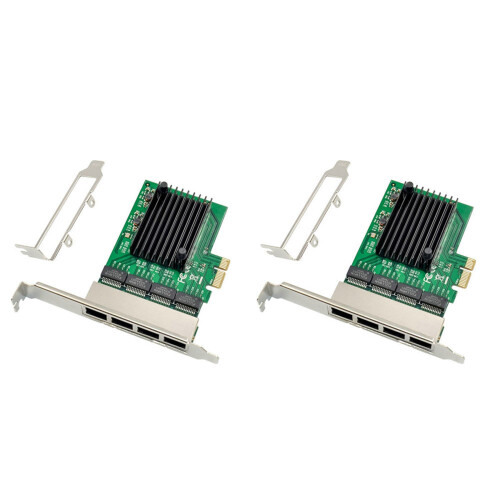 2X RJ-45 4-Port Ethernet Server Adapter Gigabit Network Card PCI-E X1 Interface