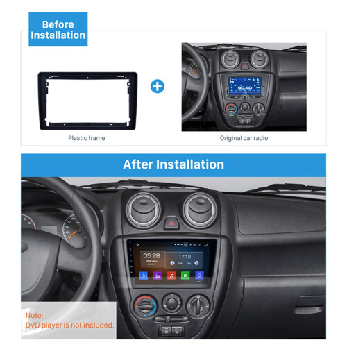 2X 2Din 9 Polegadas Controle de Carro para Painel de Rádio com Moldura de áudio para  Granta 2011 - 2017 2