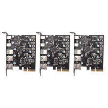 3X Carte PCIe Vers USB 3.2 Gen 2 avec Bande Passante 10Gbps Convertisseur 5 (3X USB-A -2X USB-C) Splitter PCIE pour Windows 10/8