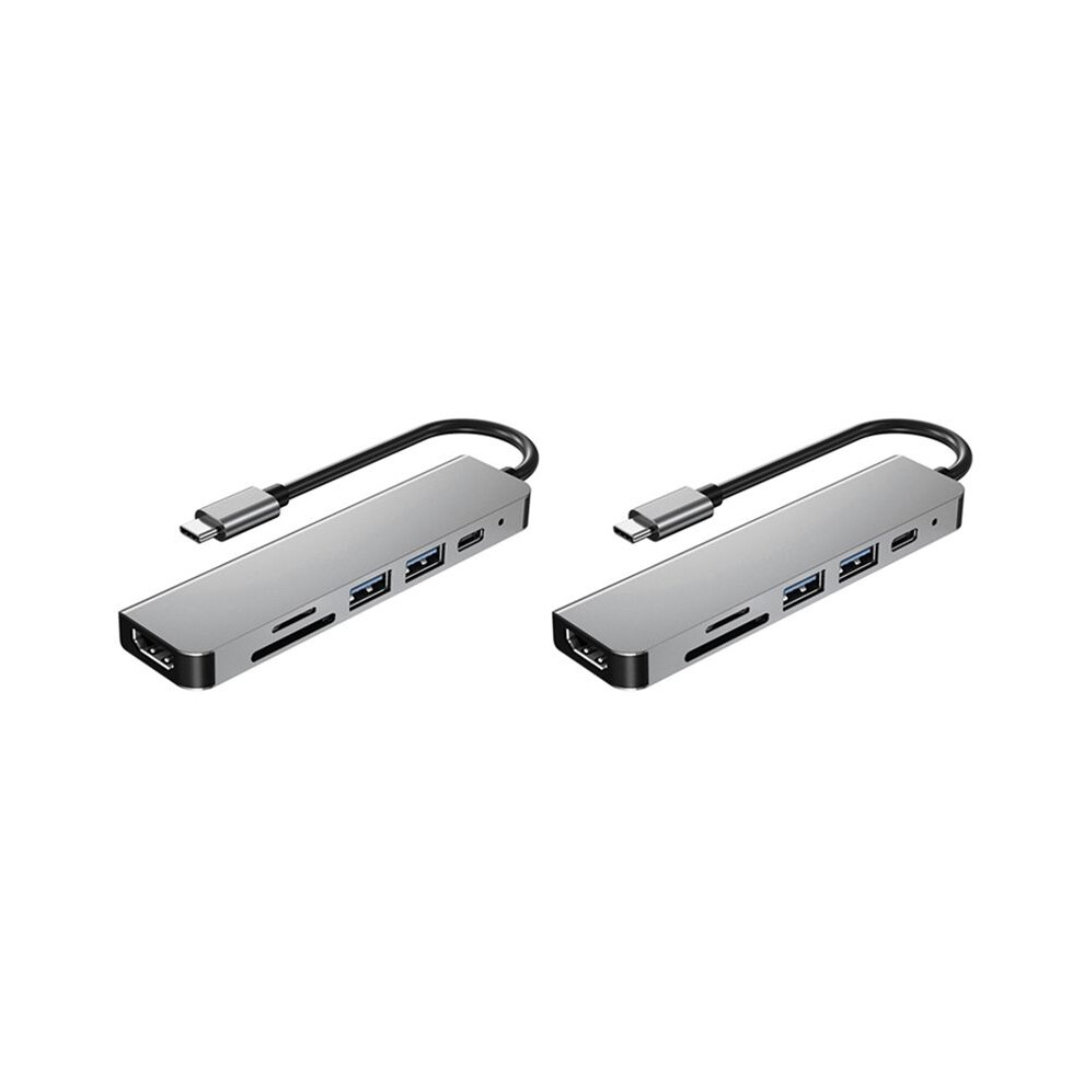 2X 6 In 1 Usb Type C Hub Adapter With 4K 30Hz -Compatible Multiport Card Reader Usb3.0 Tf Pd Video Multi 6132623562628