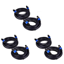 Paquete de 6 Cables Macho Speakon Una Speakon de 25 Pies, Cable de Audio Profesional AWG de Calibre 12 Cable de Altavoz para DJ Cable Con Bloqueo de
