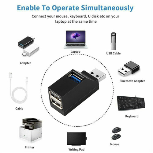 4 Pcs 3-Port USB Hub  USB3.0 High-Speed Hub Distributor Box for PC Notebook Computer U Disk Mobile Phone Card Reader 1