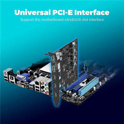 2X Placa Adaptadora PCIe para USB 3.2 Gen 2 Placa de Expansão PCI Express Placa Suplementar PCI-E Riser para PC Windows 10/8/7 e 2