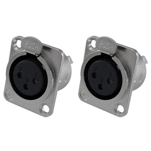 XLR Female Jack 3 Pin - Panel Mount Jacks D Series Size XLR-F - 8 PACK 1