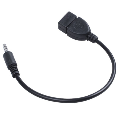 2X USB Jack, AUX, 3.5 mm Jack for Audio Data Charging Cable Black 2