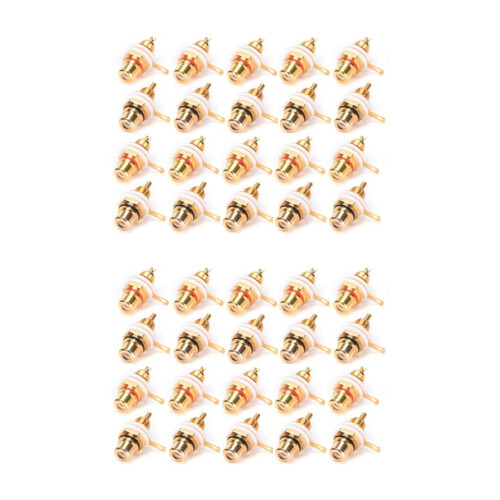 40Pcs Gold Plated RCA Terminal Jack Plug Female Socket Chassis Panel Connector for Amplifier Speaker