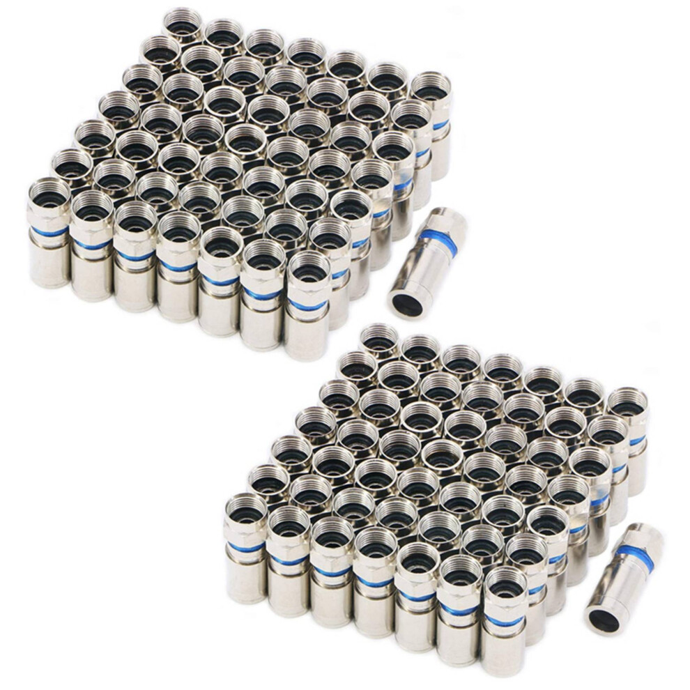 Compression Rg6 F Connector Coax Coaxial Adapter Plug For Satellite & Cable Tv (100 Pack) 6032205989983