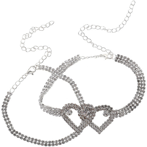 6Pz Bracciali Caviglia Cuore Argento, Per Spiaggia