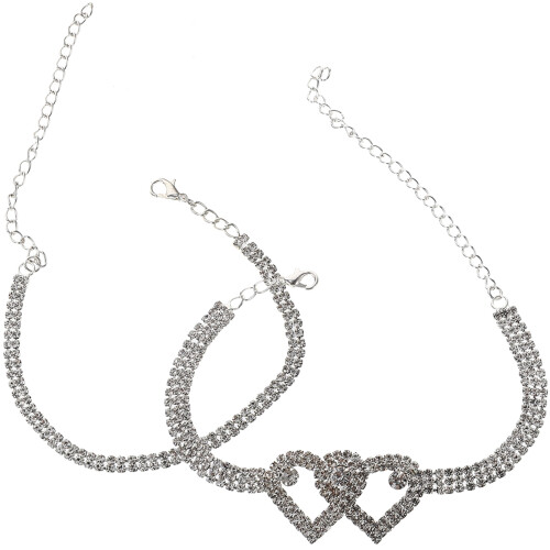 6Pz Bracciali Caviglia Cuore Argento, Per Spiaggia 1