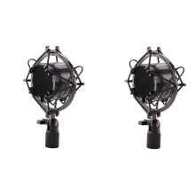 2X Soporte Sostenedor Clip de Montaje de Choque de Microfono Carga Soportable 3Kg Universal Soporte de Grabacion de Sonido de Estudio Radio Negro