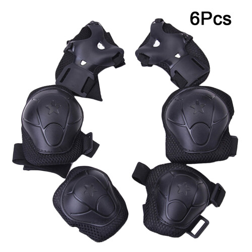 6Pz Set Protettori Gomiti Nero Per Skateboard