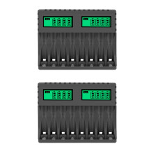 2X Battery Charger LCD Display Intelligent 8-Slot Chargers for AA/AAA NiCd NiMh Rechargeable Batteries