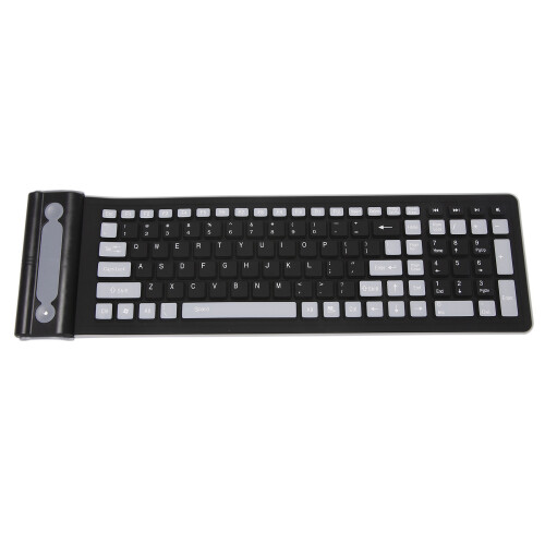 2X Portable  Flexible Roll  Water Resistant Washable Soft Silicone Wireless Keyboard with USB Receiver 1