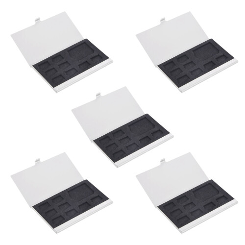 5X 9 Micro-/ Memory Card Storage Holder Box Protector Metal Cases 8 TF & 1
