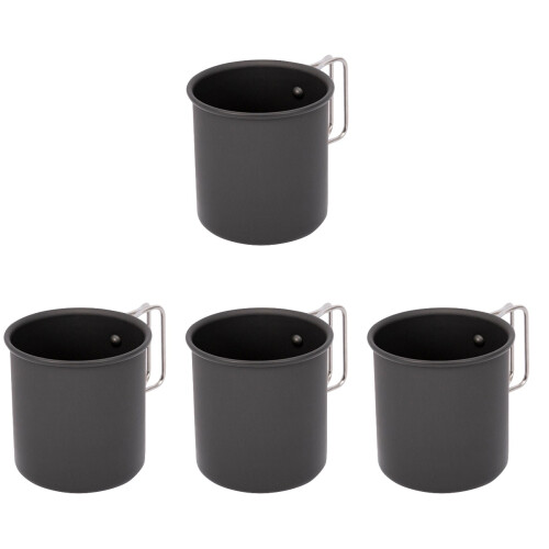 4Pz Campeggio Con Manico Pieghevole Nero in 1