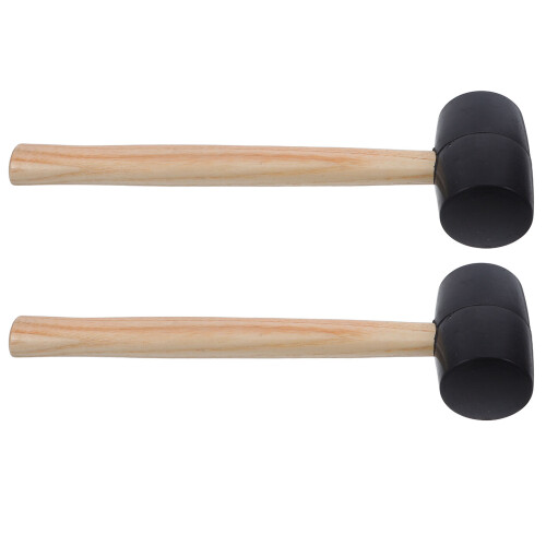 2Pcs Soft Rubber Mallet Hammer with Comfortable Wood Handle for Crafts