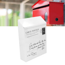 Rustikale Wandmontierte Eisenzustellbox mit Schloss, 3 Haken, Beige