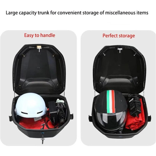 Motorcycle  Box ABSPP Solid Case White Rear Trunk Box For Full Helmet Storage Scooter Tail Box 2