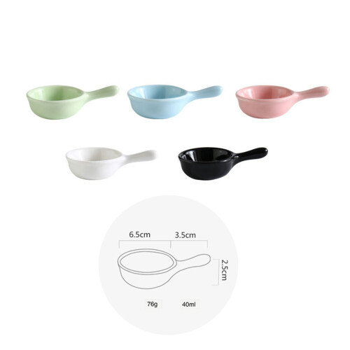 40ml Ceramic Sauce Dish With Handle Snack Dipping Bowl Sky Blue 1