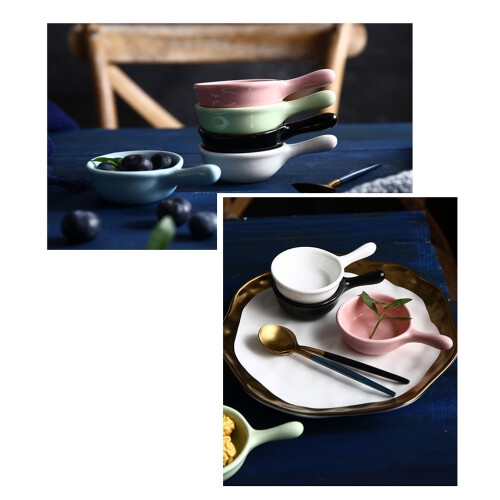 40ml Ceramic Sauce Dish With Handle Snack Dipping Bowl Sky Blue 2