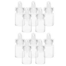 10Pcs Clear Mini Glass Bottles Plastic Lid DIY Wishing Bottles