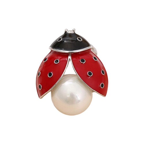 Versatile Crystal Studded Ladybugs Pin Handmade-Pearl style