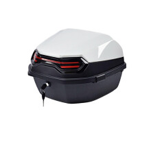 Motorcycle Trunk with Soft Backrest QuickRelease Rear Carrier Case for Scooter Storage White Red B
