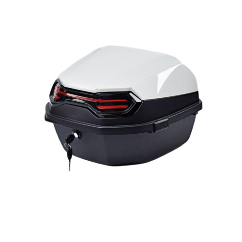 Motorcycle Trunk with Soft Backrest QuickRelease Rear Carrier Case for Scooter Storage White Red B